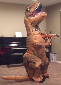t-rex plays violin